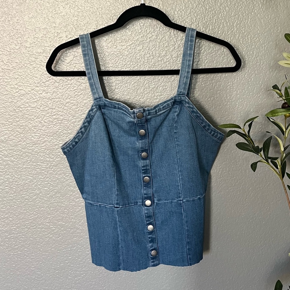 NWOT- Active USA Denim Button Down Shirt